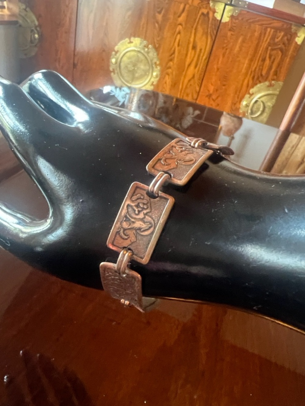 Copper-Tone Linked Bracelet - Antique Brown